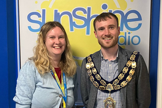 Laura with the mayor of Weston Councillor Ciaran Cronnelly