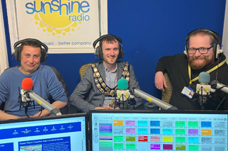 Mayor of Weston Councillor Ciaran Cronnelly with Sunshine volunteers